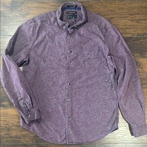 Denim & Flower Purple Paisley Button Long Sleeve Shirt Premium Cotton